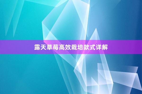 露天草莓高效栽培款式详解